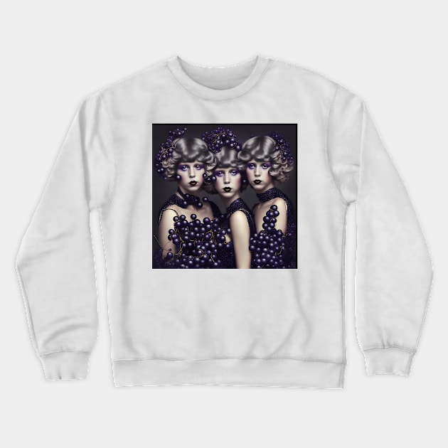 [AI Art] Black Currant Twins, Disco Style Crewneck Sweatshirt by Sissely